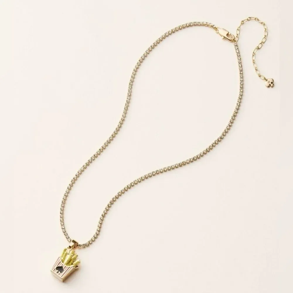 kate spade x Target Gold Faux Stone Chain Necklace French Fries Charm